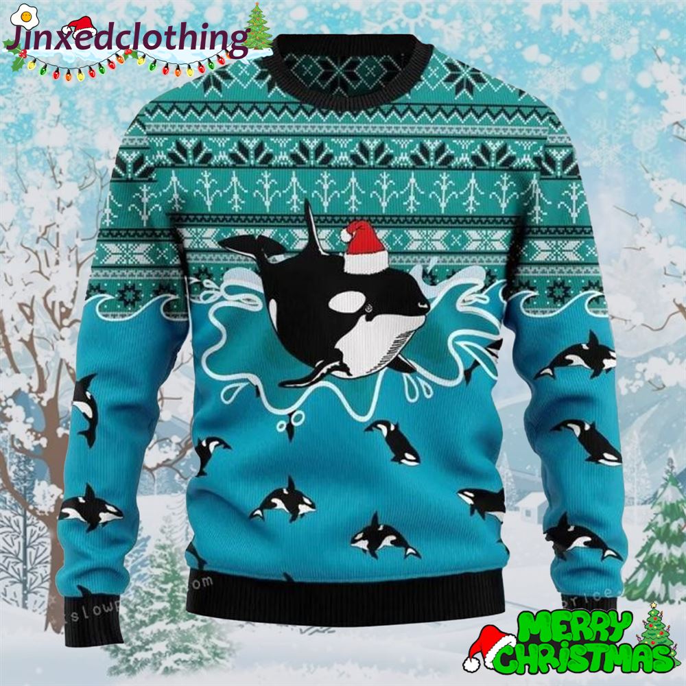 Whale Santa Claus Christmas Ugly Sweater Mens Ugly Sweate Christmas Party 